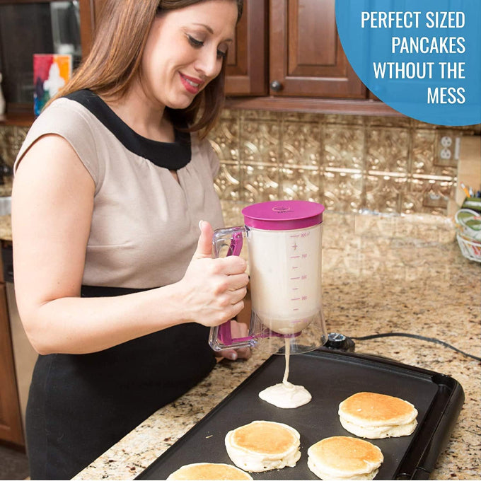 Kitchen Pancake Batter Dispenser Easy Pour Baking Supplies for Griddle - Pancake Maker with Measuring Label