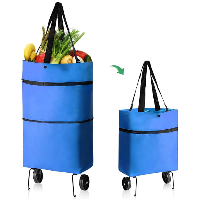 Shopping Bag on Wheels, Foldable Shopping Trolley Bag, Oxford Cloth Grocery Trolley Portable Shopping Bags for Trolley