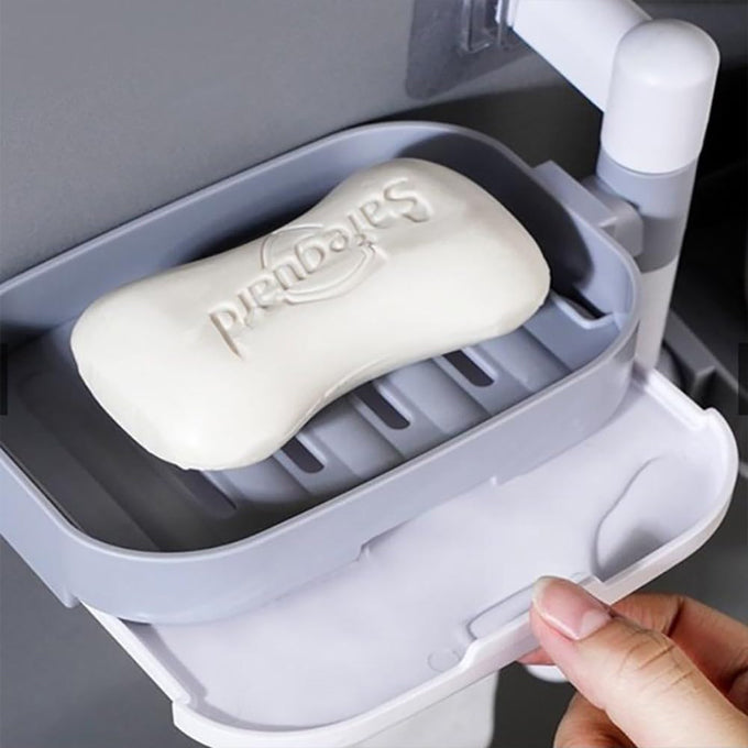 High quality Rotary drawer type 2in1 soap box holder +bath towel holder