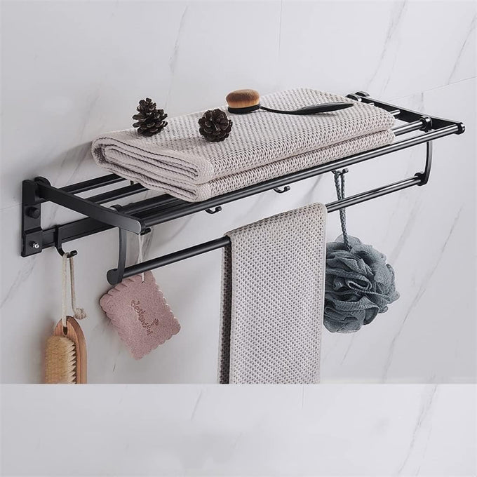 Aluminum Towel Shower Holder Rack with Movable Hook