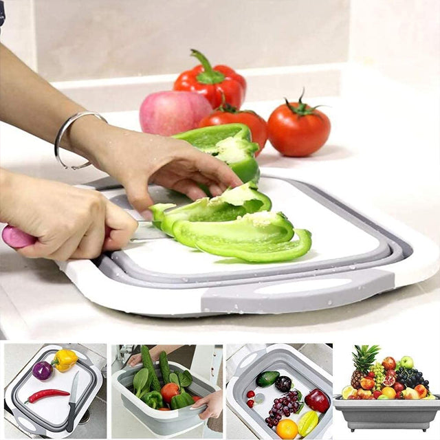 Multifunction Collapsible Cutting Board, Chopping Board with Colander