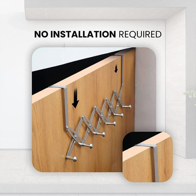 6 Hooks Retracting/ Adjustable Over the Door hanger