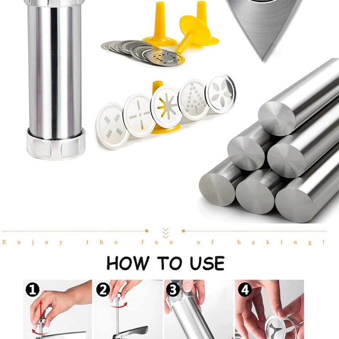 Stainless steel 24 option cookie or biscuit press