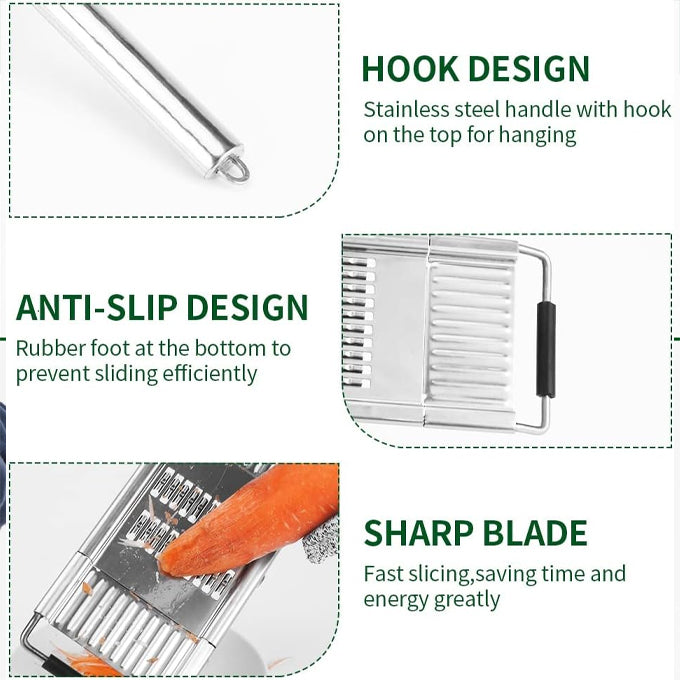 Multipurpose Vegetable Slicer, Stainless Steel Cheese Grater & Vegetable Cutter Peeler with 4 Adjustable Blades