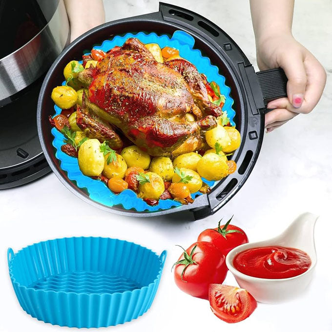 High temperature 200 ⁰C Food grade silicone baking tray size 16-19cm ideal for air fryer