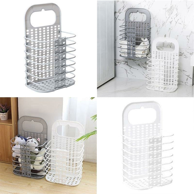 Plastic Wall Mounted Laundry Hamper for Dirty Clothes, Storage Basket Hanging, Toiletry Organizer Basket