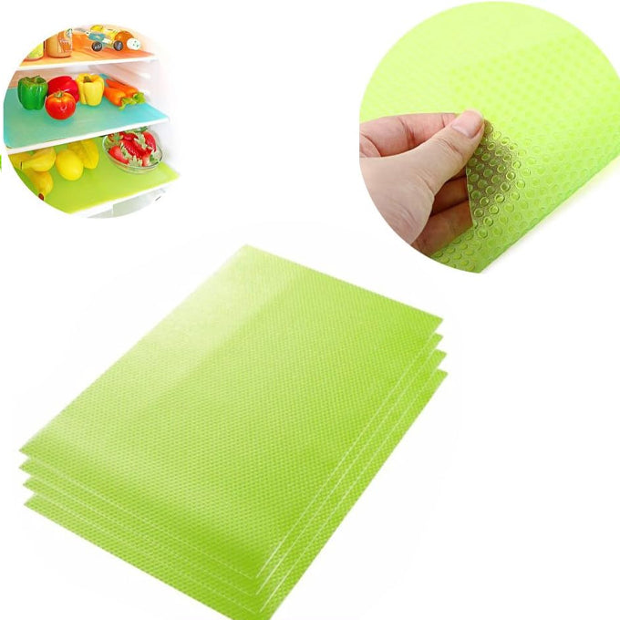 4pcs Green Refrigerator Pad Fridge Mats Washable Shelf Liner Pads