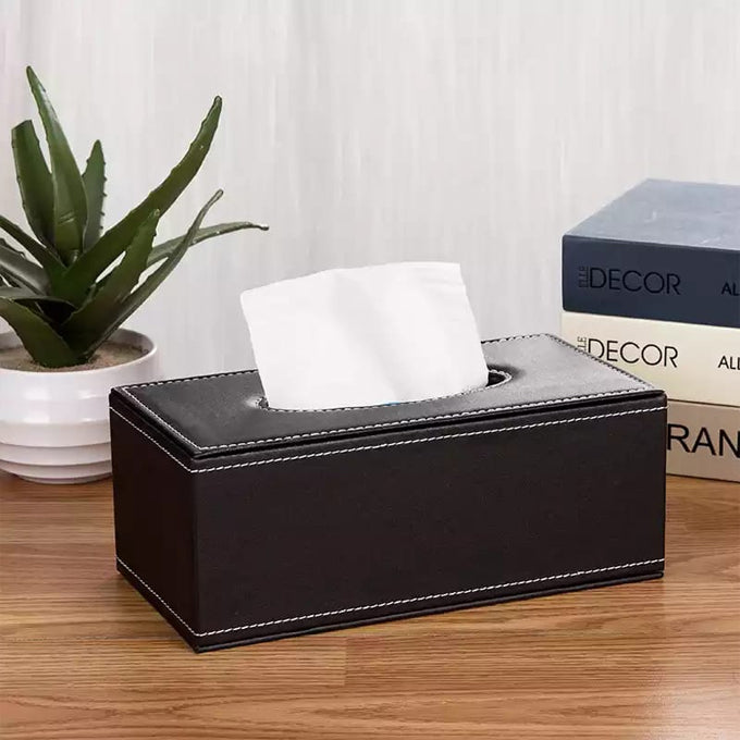 Rectangular PU Leather Tissue Box Cover - Facial Tissue Paper Napkin Holder