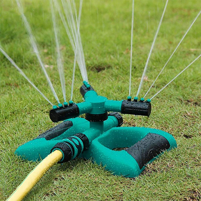 Garden Sprinkler, Automatic Lawn Sprinkler, 360 Degree Rotating Durable 3 Arms Adjustable Water Sprinkler Gardening Irrigation System Covering Large Area