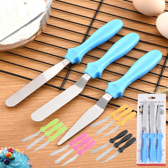 KitchenCraft Cake Spatula Set with 3 Small Stainless Steel Palette Knives for Baking