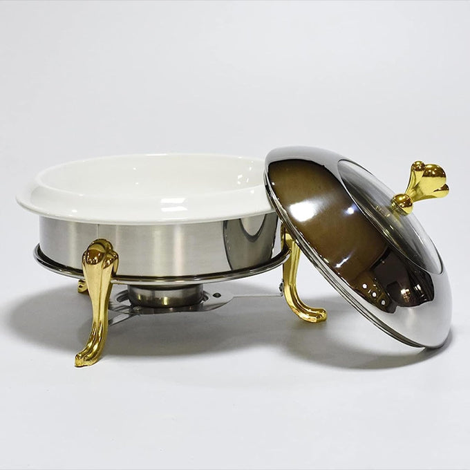 Stainless Steel Round Chafing Dish Set Round Table Food Warmer