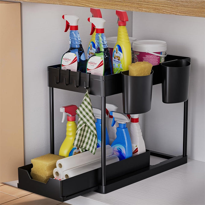 Detachable 2 layer smart golden baby multipurpose rack with bottom drawer