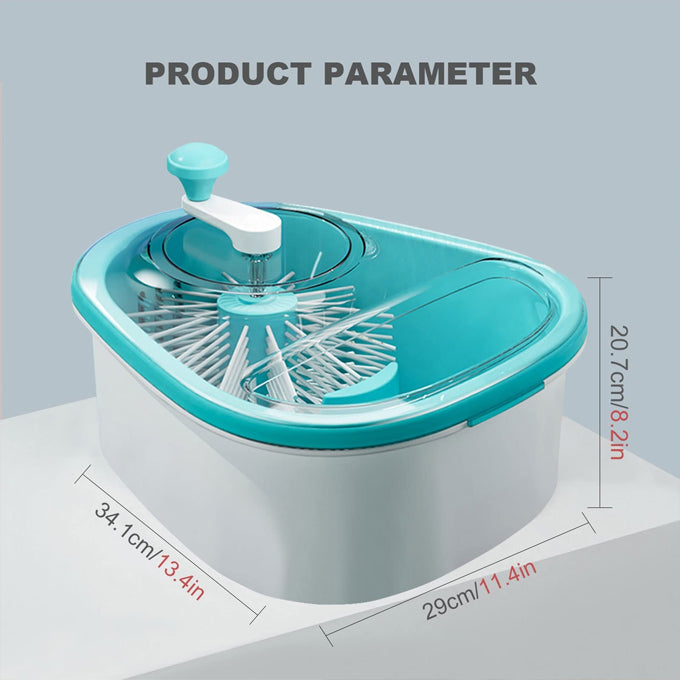 Fruit and Vegetable Cleaning with Full-Sided Spin Scrubber Brush