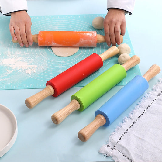 Non-Stick Silicone Rolling Pin 30 cm - Best Rolling Pin for Uniform Dough Thickness