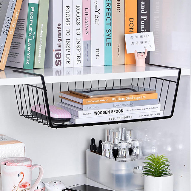 Under The Shelf Desk Table Mesh Rack Storage Organizer