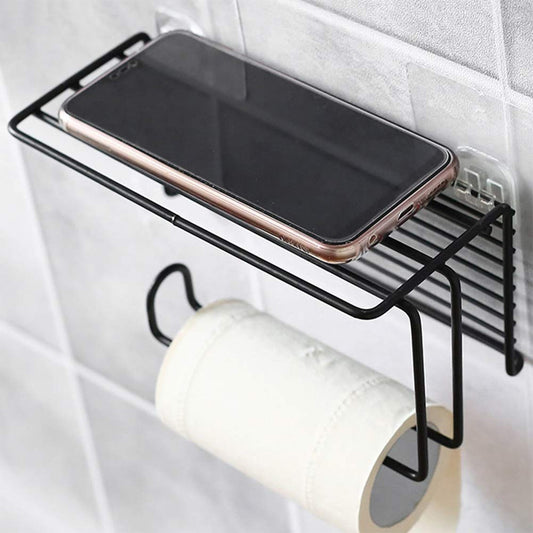 Sticker Self Adhesive Wall Mounted Tissue/Toilet Paper Holder in Bathroom with Mobile Stand