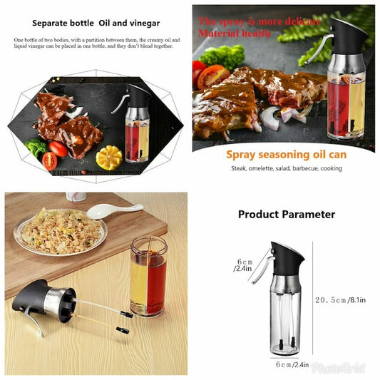 High Quality 2 in 1 Oil and Vinegar Bottle, Imported Kitchen Oil Sprayer, Leak Proof Vinegar Bottle