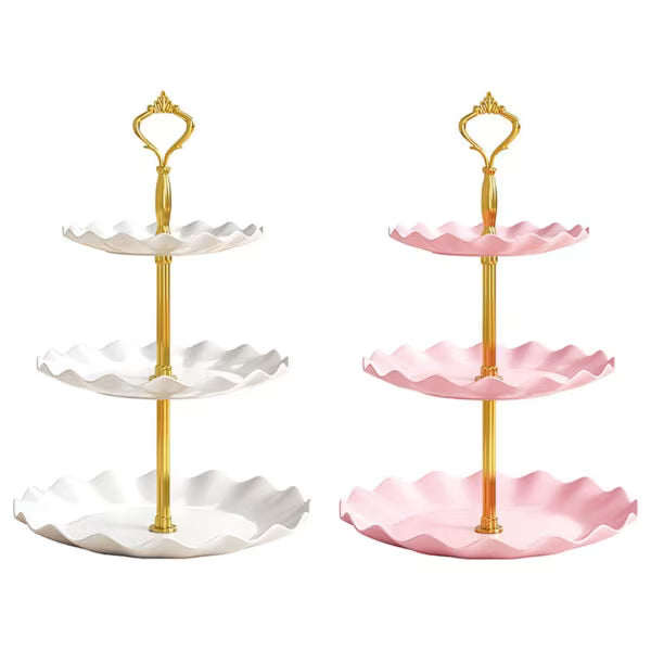 3-Tiered Dessert Stand with Scalloped Edge
