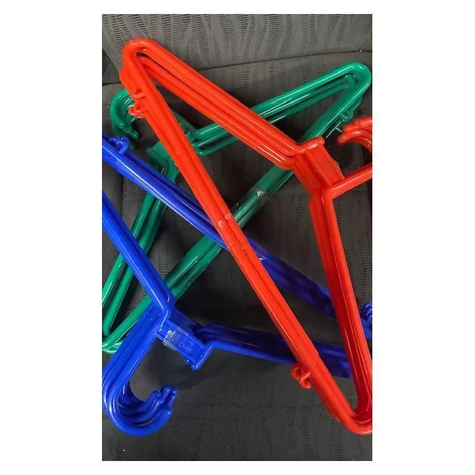 Dozen (12Pcs) Plastic Normal Clothes Hangers - Mixed Colors