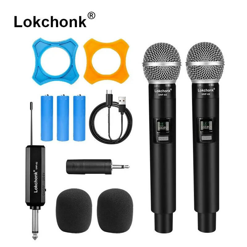 Wireless Microphone 2 Channel UHF Fixed Frequency Handheld Mic Microphone For Party Karaoke Professional Church Show Meeting