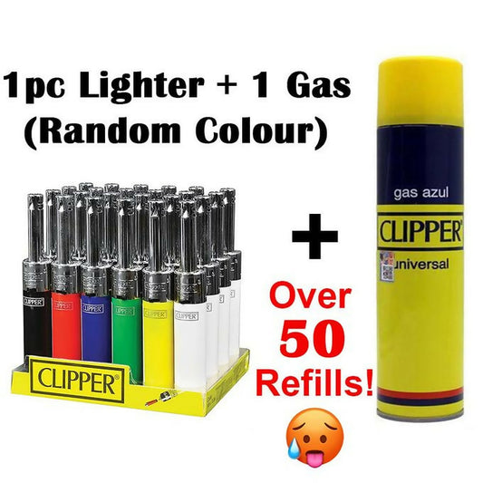 Clipper Refillable Tube Lighter + 300ml Butane Gas, For 50+ Refills