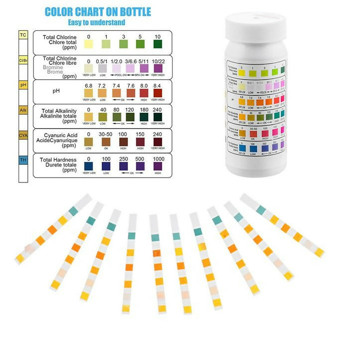 50Pcs/Box 6 In1 Swimming Pool PH Test Paper