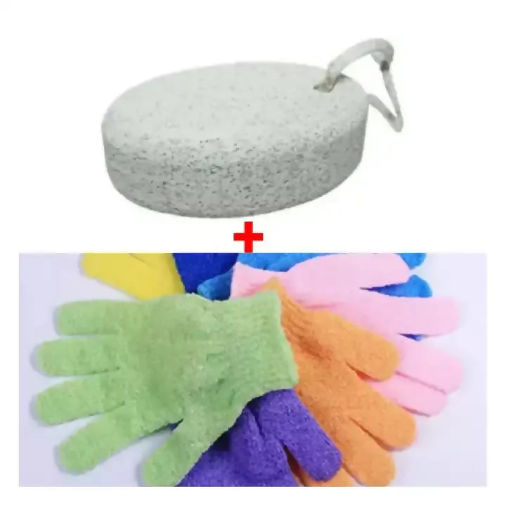 Pair Bath Gloves + Pumice Stone