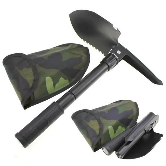 Outdoor Shovel Camping Shovel Four-in-One Multifunctional Self-Defense Fishing Folding Square Pick Hoe