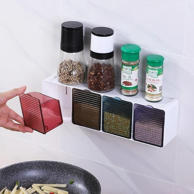 4 slot kitchen wall spice organizer