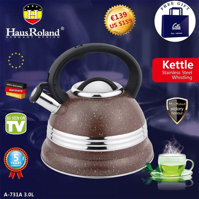 Hausroland heat resistant handle kettle marble coating water kettle.