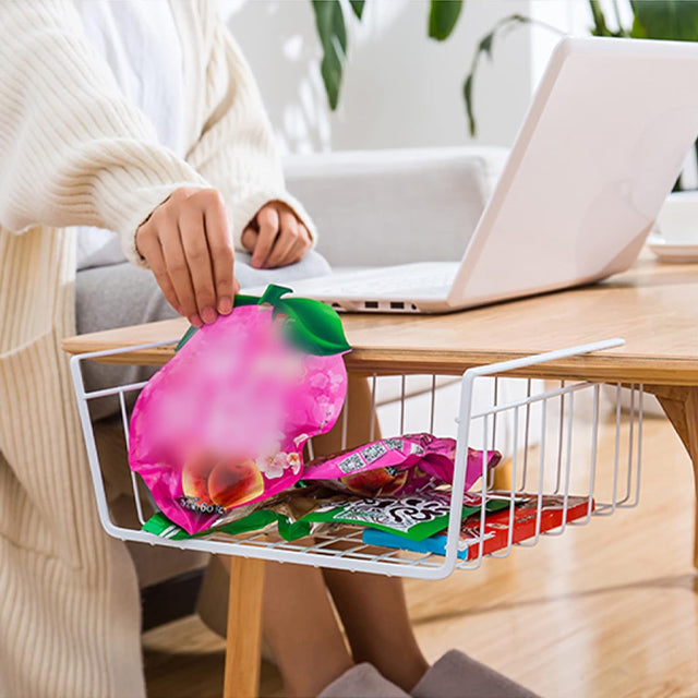 Under The Shelf Desk Table Mesh Rack Storage Organizer