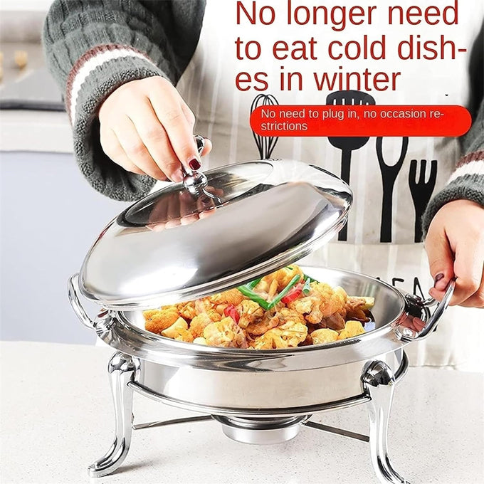 Stainless Steel Round Chafing Dish Set Round Table Food Warmer