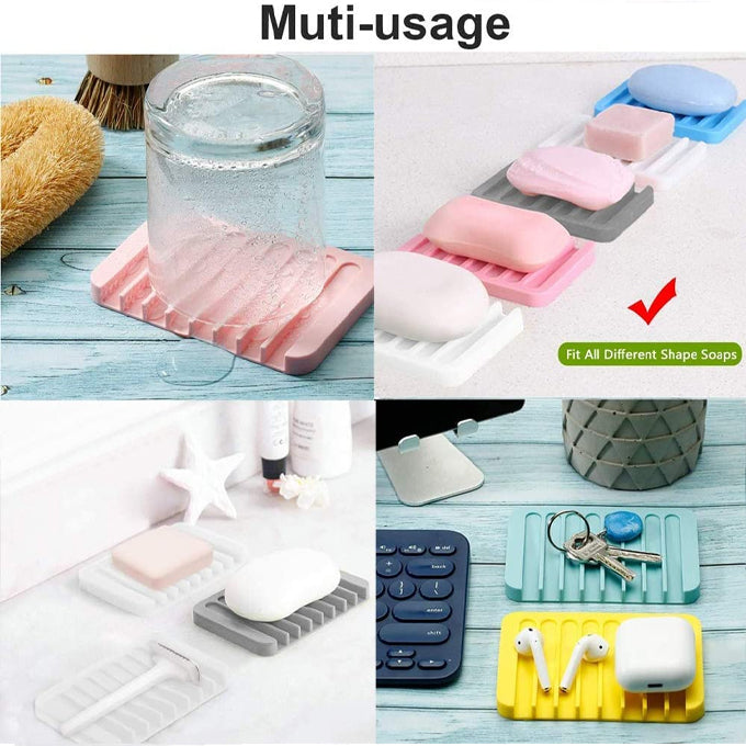 Self draining silicon soap pad holder