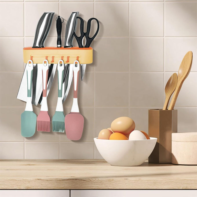 Punch-Free Wall-Mounted Knife Storage Holder Organizer