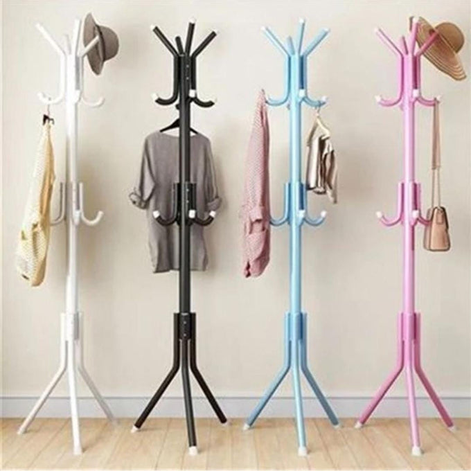 Metal Coat Rack Hanger Stand, Single Pole, 12 Hook Stand, for Suits, Jacket, Blazer, Gown, Handbags, Umbrella