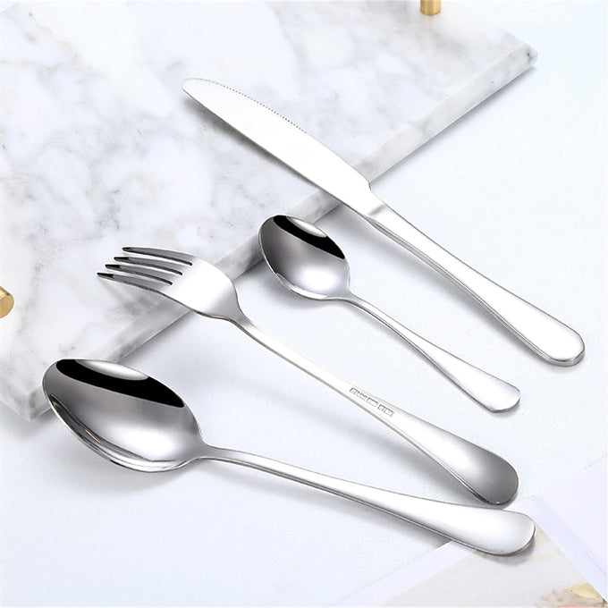 24-Piece Stainless Steel Cutlery Set, Mirror Polishing, Multipurpose Use for Home and Kitchen with Gift Box, Service for 6 (Silver)