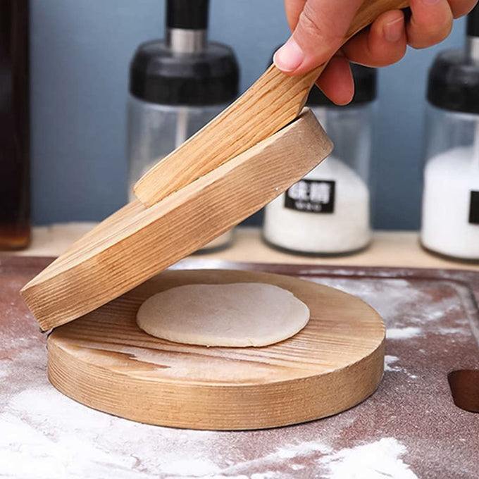 Big Size Wooden Dumpling dough press for chapati /burger 20cm flat dough