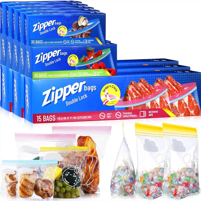 Double Sealed Food Storage Bags Variety Pack