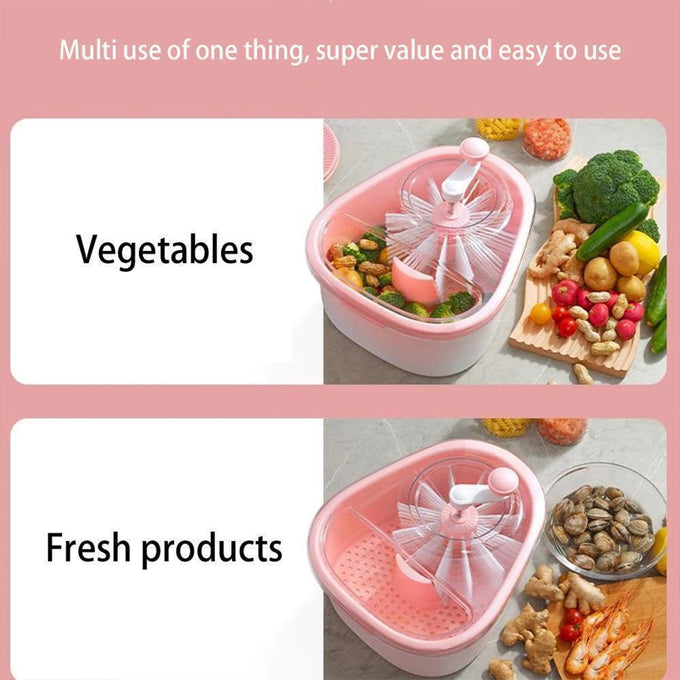 Fruit and Vegetable Cleaning with Full-Sided Spin Scrubber Brush