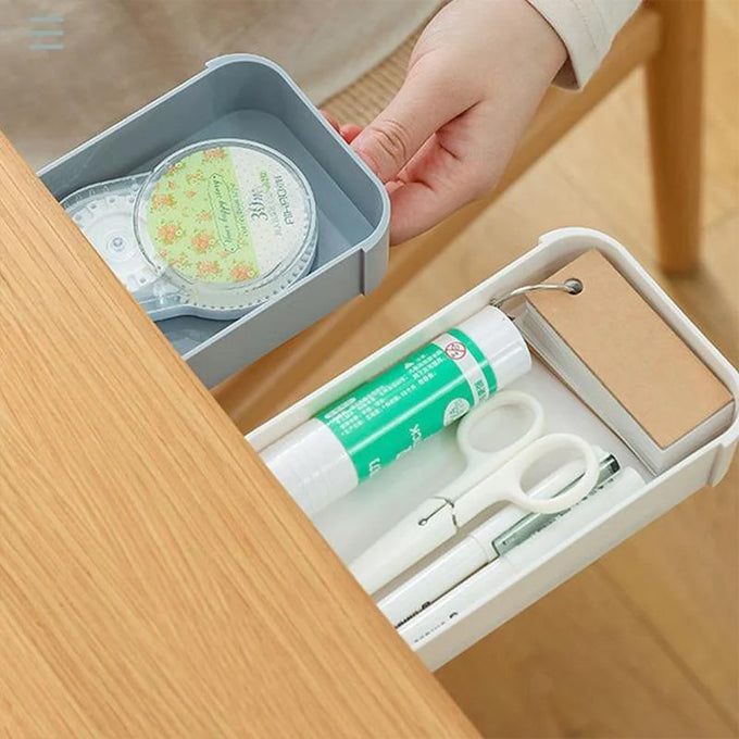 Under Desk Table Drawer,Hidden Drawer Self-Adhesive Tray Storage Box