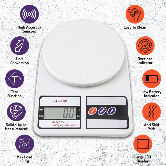 Digital Kitchen Weighing Machine Multipurpose Electronic Weight Scale with Backlit LCD Display for Measuring Food