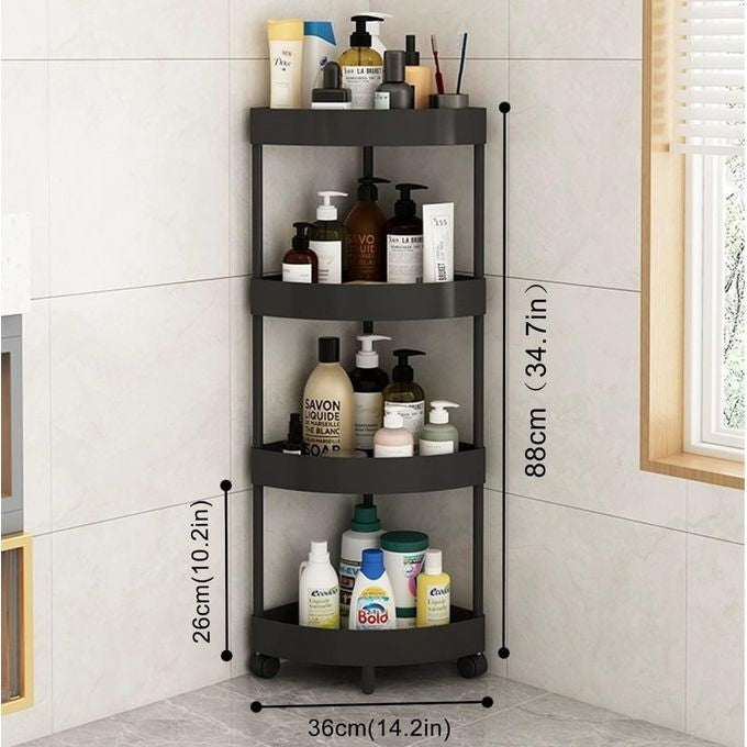 Detachable 88cm high 4 layer corner storage trolley rack