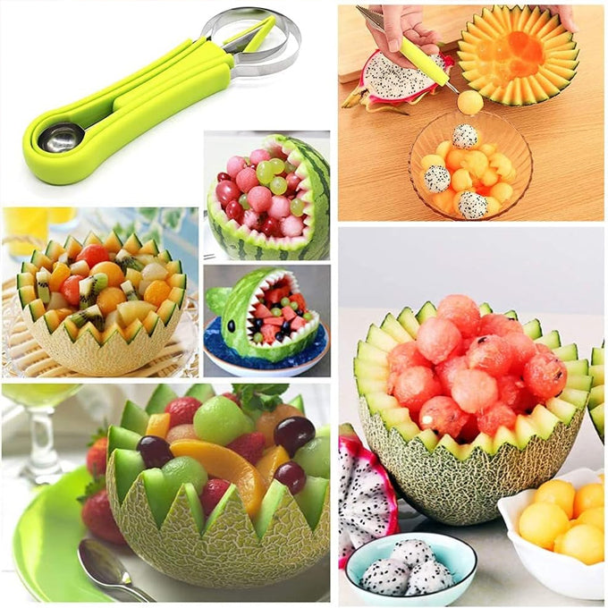 4 In 1 Stainless Steel Watermelon Cutter Fruit Carving Tools Set for Fruit Slicer Dig Pulp Separator