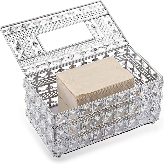 Crystal Tissue Box Napkin Holder Organizer