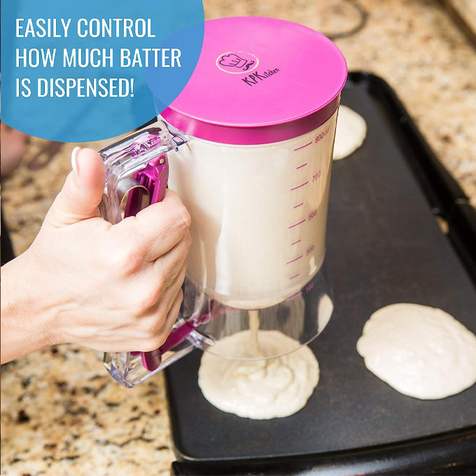 Kitchen Pancake Batter Dispenser Easy Pour Baking Supplies for Griddle - Pancake Maker with Measuring Label