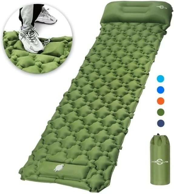 Sleeping pads with pillow and Air foot pump 