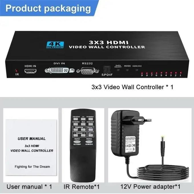 3x3 9 Screens 4K HDMI DVI TV Video Wall Controller 1X2 1X4 1X3 2x2 2x3 3x2 4X2 2X4 Multi Video Screen Processor Switcher Splicer Gaming Home Cinema Monitor