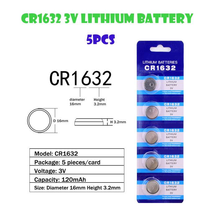 5pcs CR1632 Lithium 3V Button Battery Watch 1632 Cell Coin Batteries 120mAh