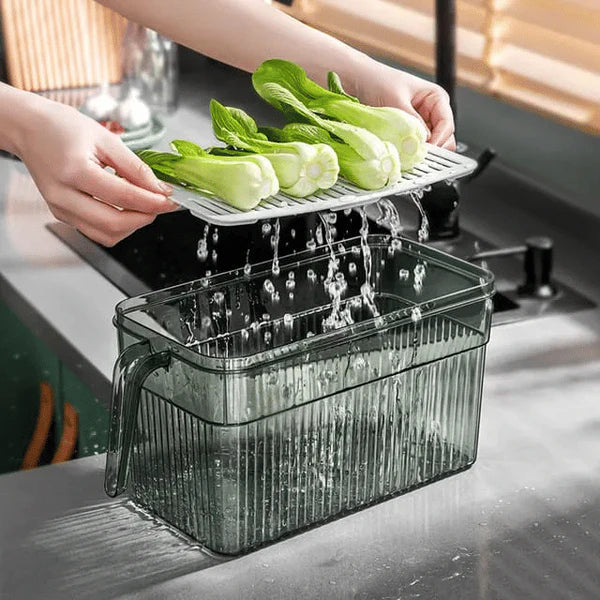 3L Acrylic Refrigerator Storage Container Box with Handle Organiser