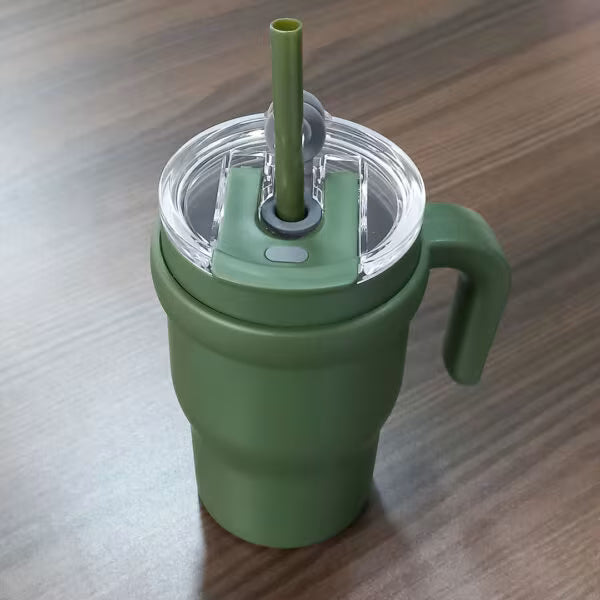 420ml S/Steel Insulated Tumbler with Handle & Straw